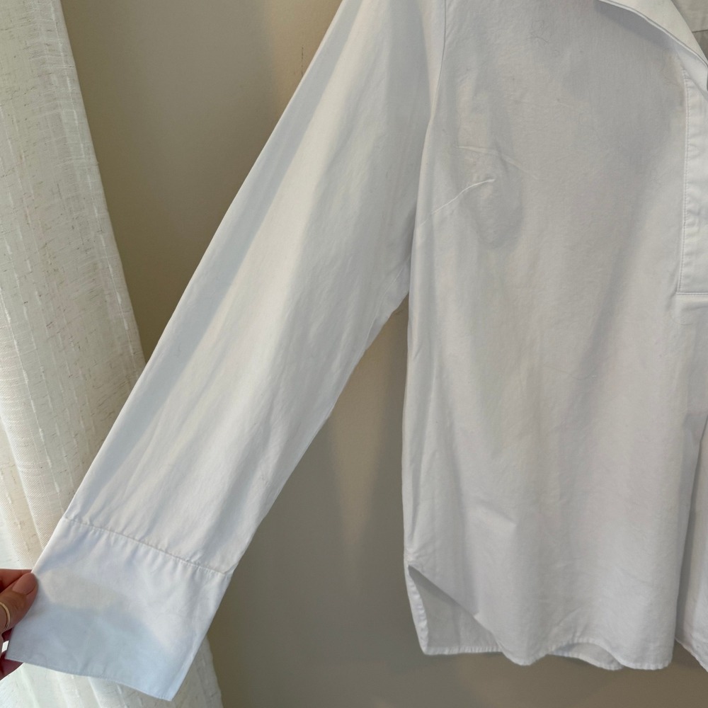 J Jill Womens White Cotton Long Sleeve Collared Shirt Top Petite L - Picture 4 of 8